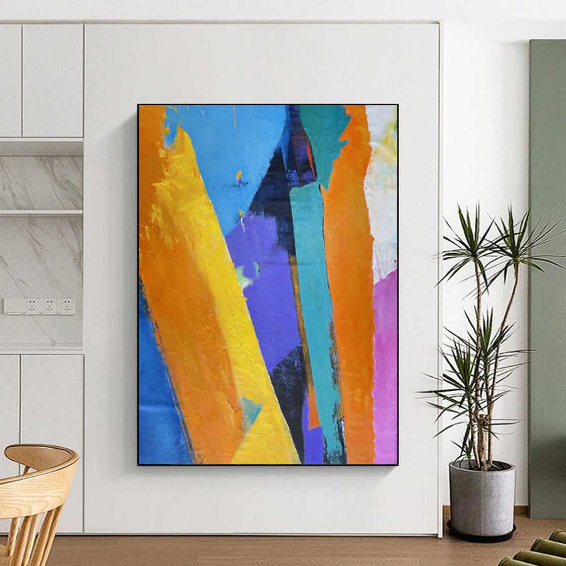 blue geometric wall art